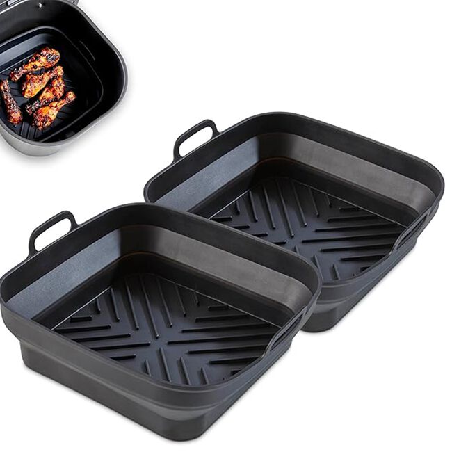 Tower Black Square Foldable Air Fryer Trays - 2pk