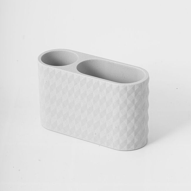 Cool Grey Chequered Toothbrush Holder