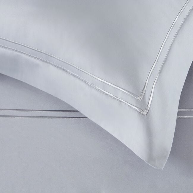 SINGLE DUVET COVER Double Stitch Silver 500tc