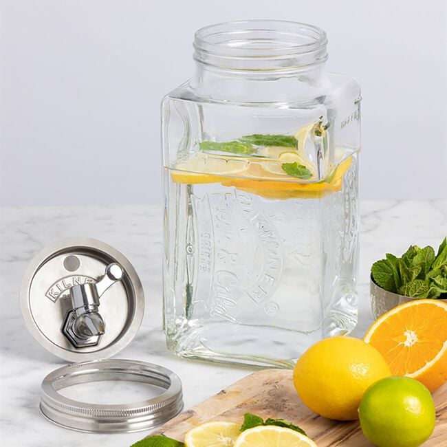 Kilner 3L Square Glass Fridge Drink Dispenser