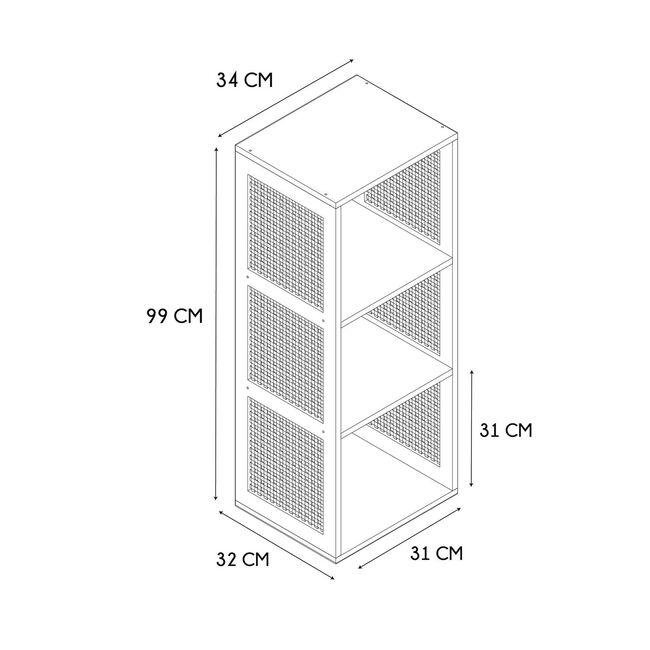 Bali Modular Storage Unit - 3 Compartment