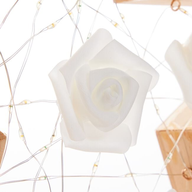 Light Up White Roses Star Wooden Frame