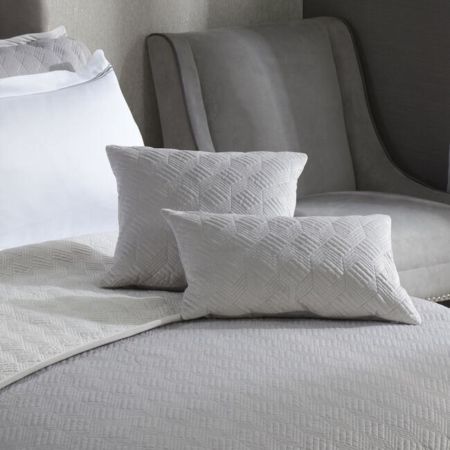 Quilted Hotel Velvet Cushion 45cm x 45cm - Grey