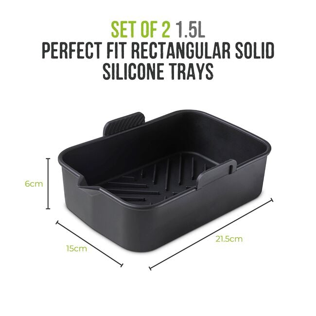 Tower Black Rectangular Air Fryer Tray - 2 Pack