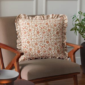 1973 Linen Filigree Ochre Cushion 50cm x 50cm