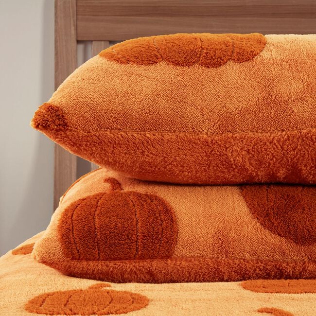 SINGLE DUVET COVER Teddy Fleece Pumpkin