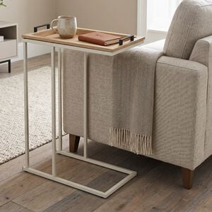 Side Table with Removable Tray - White Frame