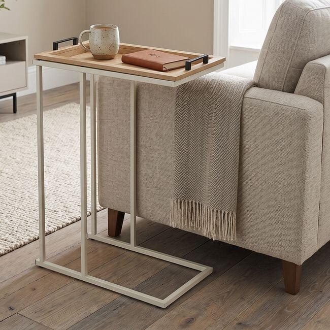 Side Table with Removable Tray - White Frame