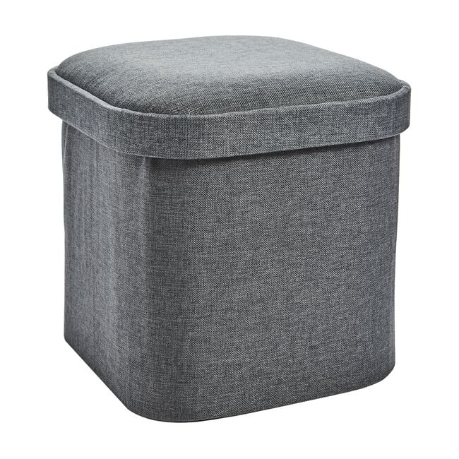 OVAL LINEN FOLDABLE SMALL Charcoal Ottoman