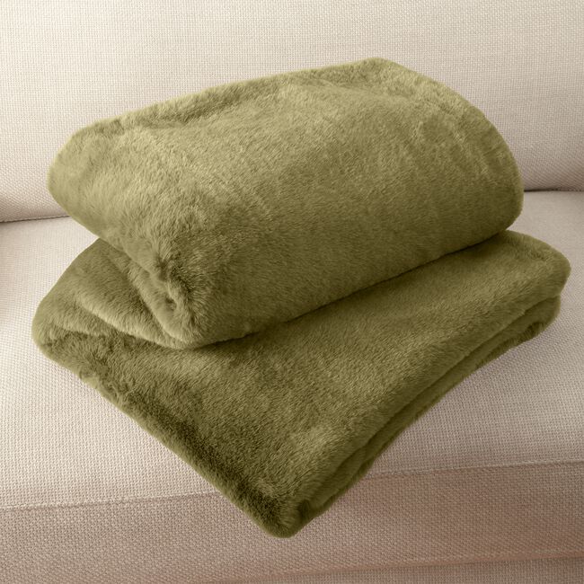 NICOLE DAY FAUX FUR SAGE 130x170cm Throw