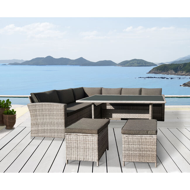 Rattan Garden Corner Sofa and Dining SetPre Order  Home Store + More