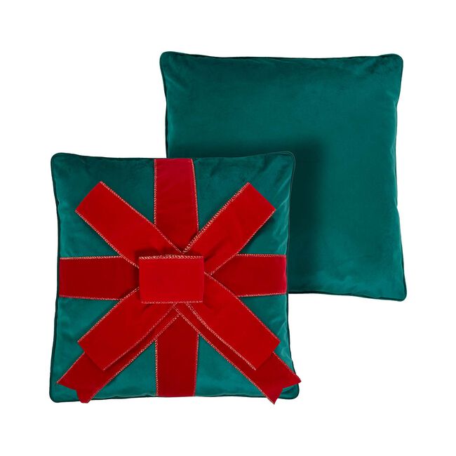 Christmas Bow Green Cushion 45cm x 45cm