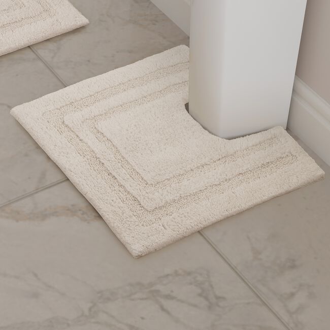 COTTON BORDER IVORY 50x50 Pedestal Mat