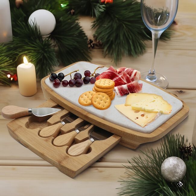 The Jolly Sleigh Marble Cheese Serving Set 