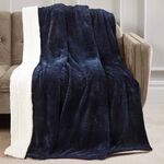 Nicole Day Waffle Sherpa Throw 130x170cm - Navy