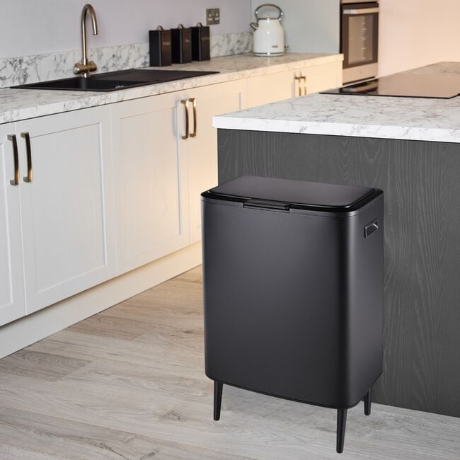 HAMPTON 60L RECYCLING BLACK Bin With Removable Feet