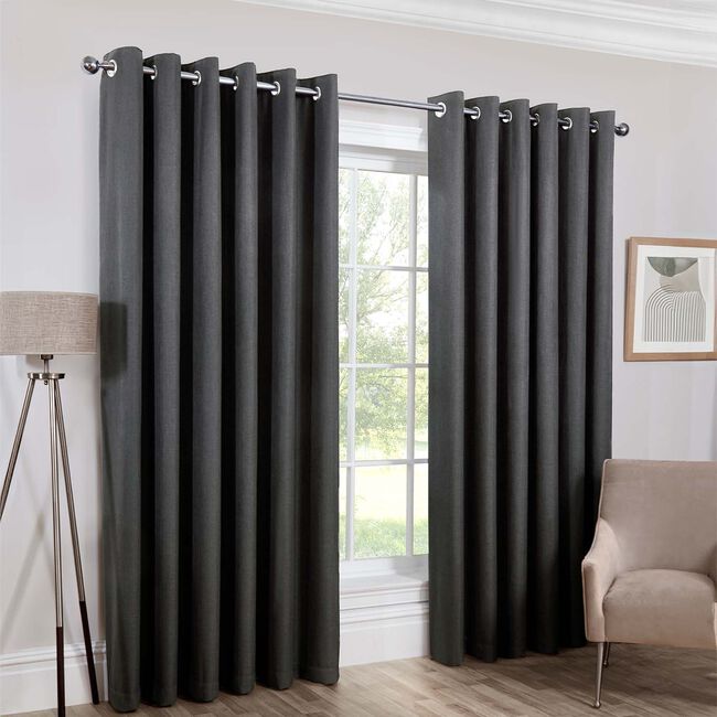 BLACKOUT & THERMAL BRUSHED GUNMETAL 66x54 Curtain