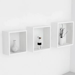 Bergen White 3 Piece Cube Floating Wall Shelf Set