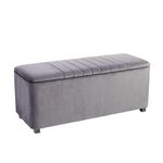 Large Grey Velvet Storage Ottoman