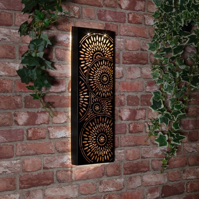 LED Solar Metal Circle Design Garden Wall Art