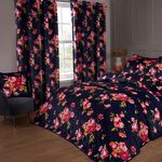 VELVET FLORAL NAVY 66x90 Curtain