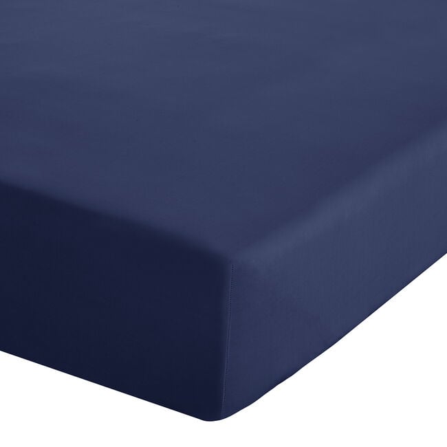 DOUBLE FITTED SHEET Luxury Percale Navy 