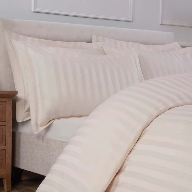 SINGLE DUVET COVER Sateen Stripe Chalk 1000TC