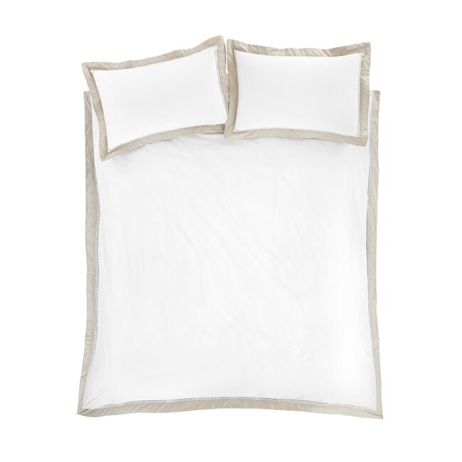 BIANCA SUPER KING DUVET Oxford Lace Trim Natural