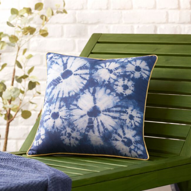 Indoor Outdoor Tie Dye Burst Navy Cushion 