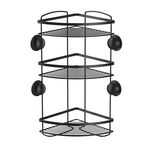 Black 3 Tier Corner Bathroom Caddy with Suction