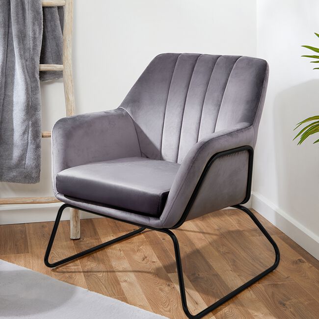 Celine Grey Velvet Accent chair