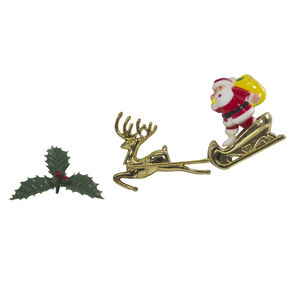 Santa & Sleigh with Holly Cake Topper