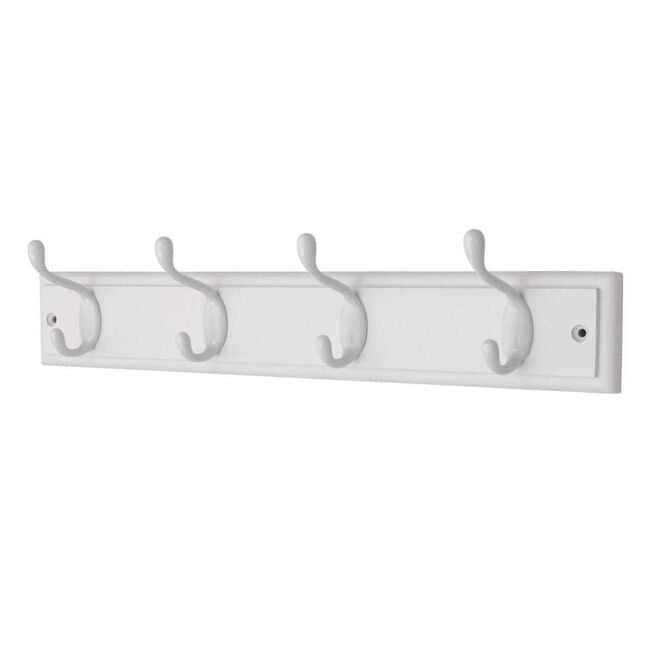 4 Hook White Wooden Board