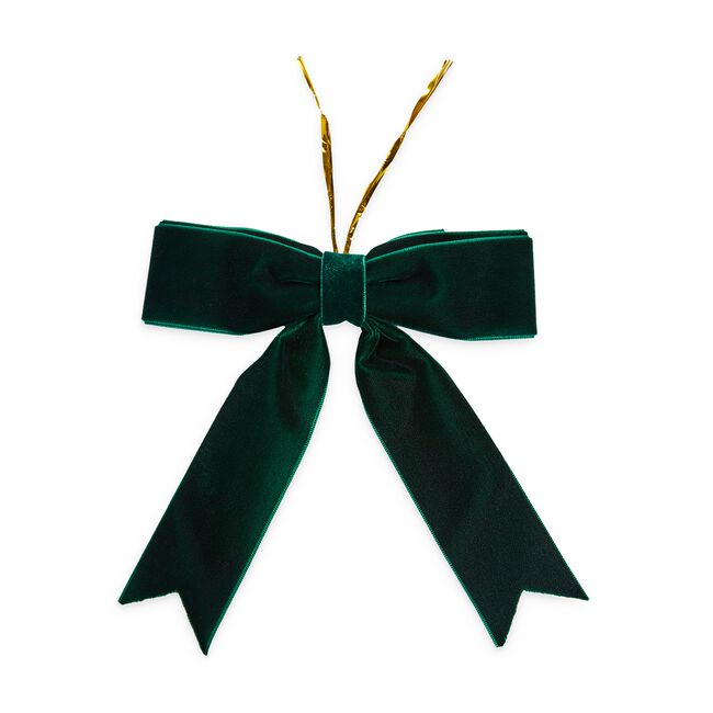 GREEN VELVET BOWS Pack Of 6