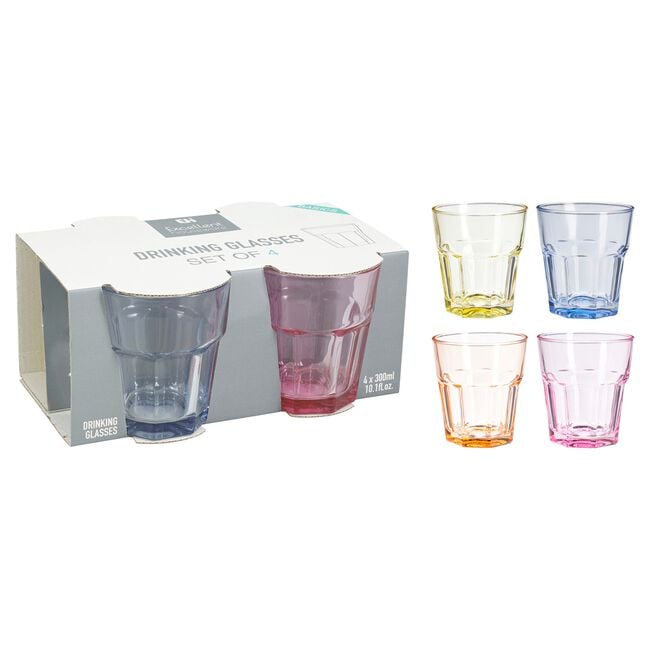 Coloured Short Tumblers 4 Pack 300ml