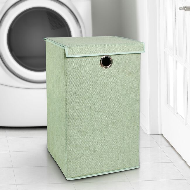 TWEED SAGE GREEN FOLDABLE Laundry Hamper 