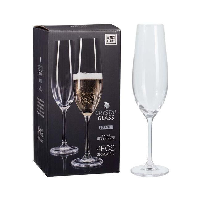 Crystal Champagne Flute 260ml - 4 Pack