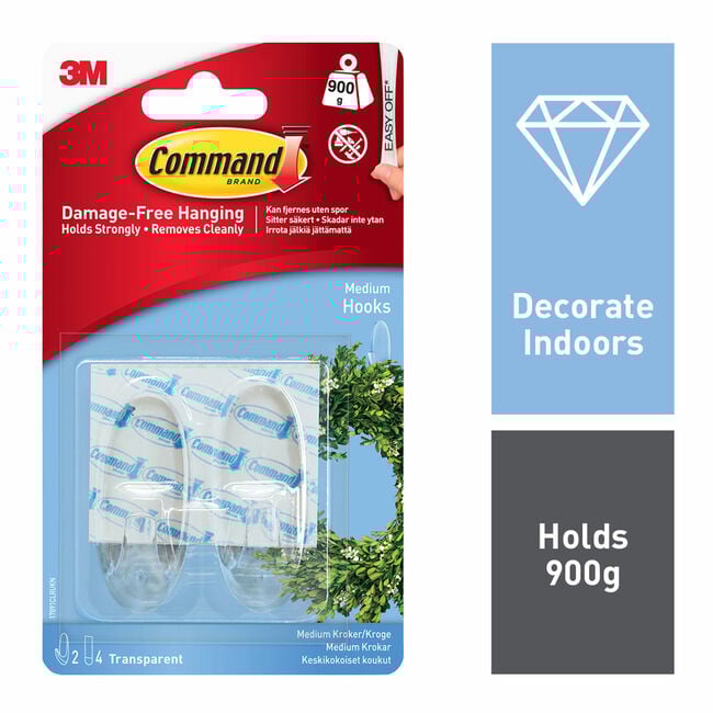 Command 2 Pack Clear Medium Plastic Hooks