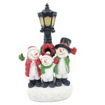 Light Up Christmas Snow Family At Lamp Post