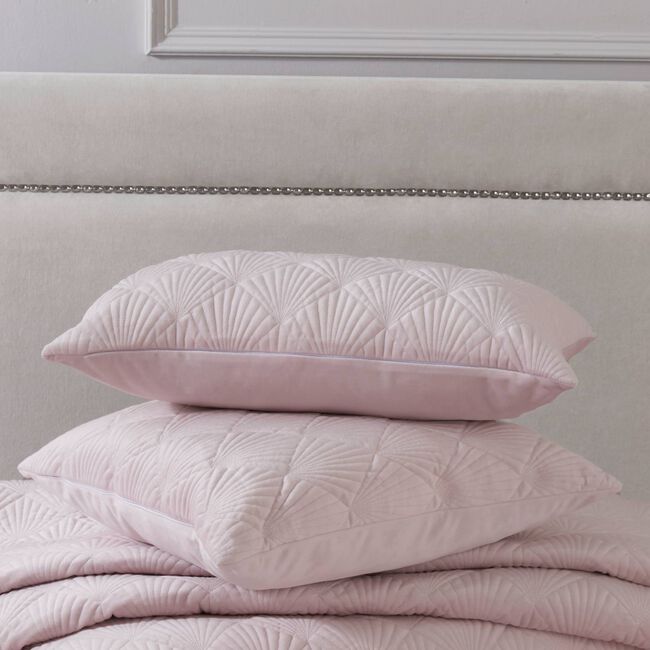 Quilted Hotel Velvet Cushion 45cm x 45cm - Blush