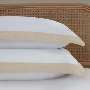 Linen Border 600TC Oxford Pillowcase Pair