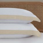 Linen Border 600TC Oxford Pillowcase Pair