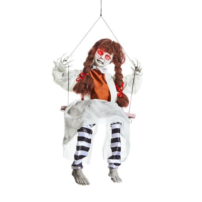 Doll On Swing Kicking Legs