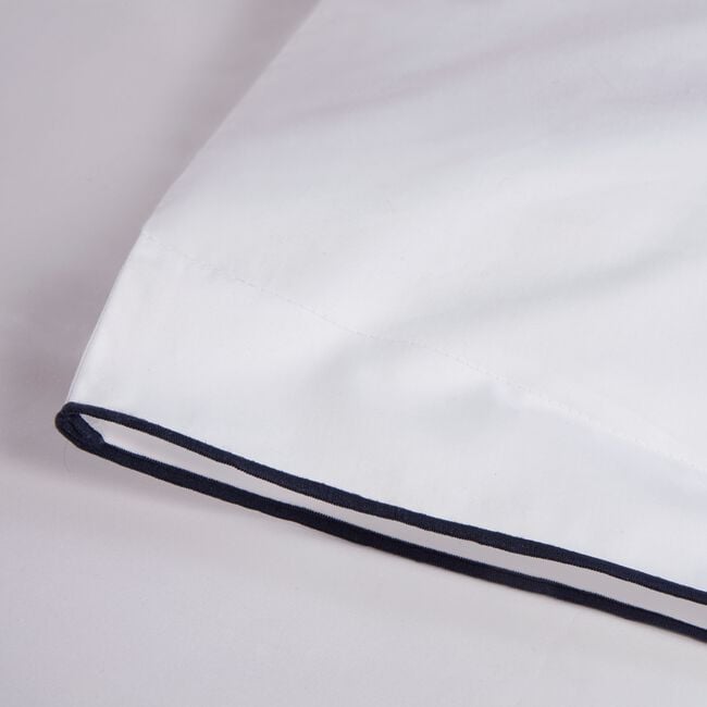 SUPER KING DUVET COVER Contrast Pipe Navy 500TC