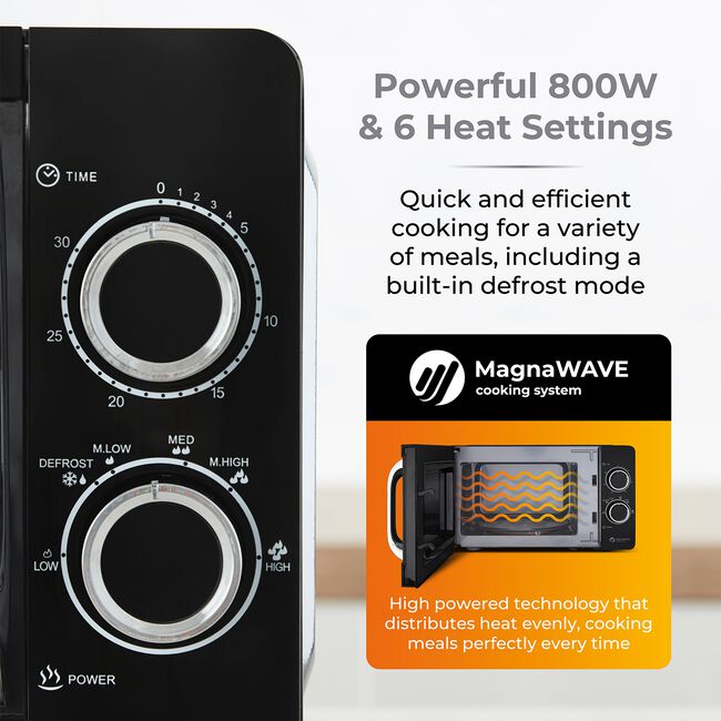 Tower 800W Black 20L Manual Microwave 