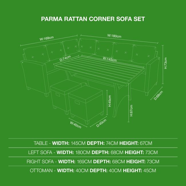 Parma Rattan Corner Sofa Set