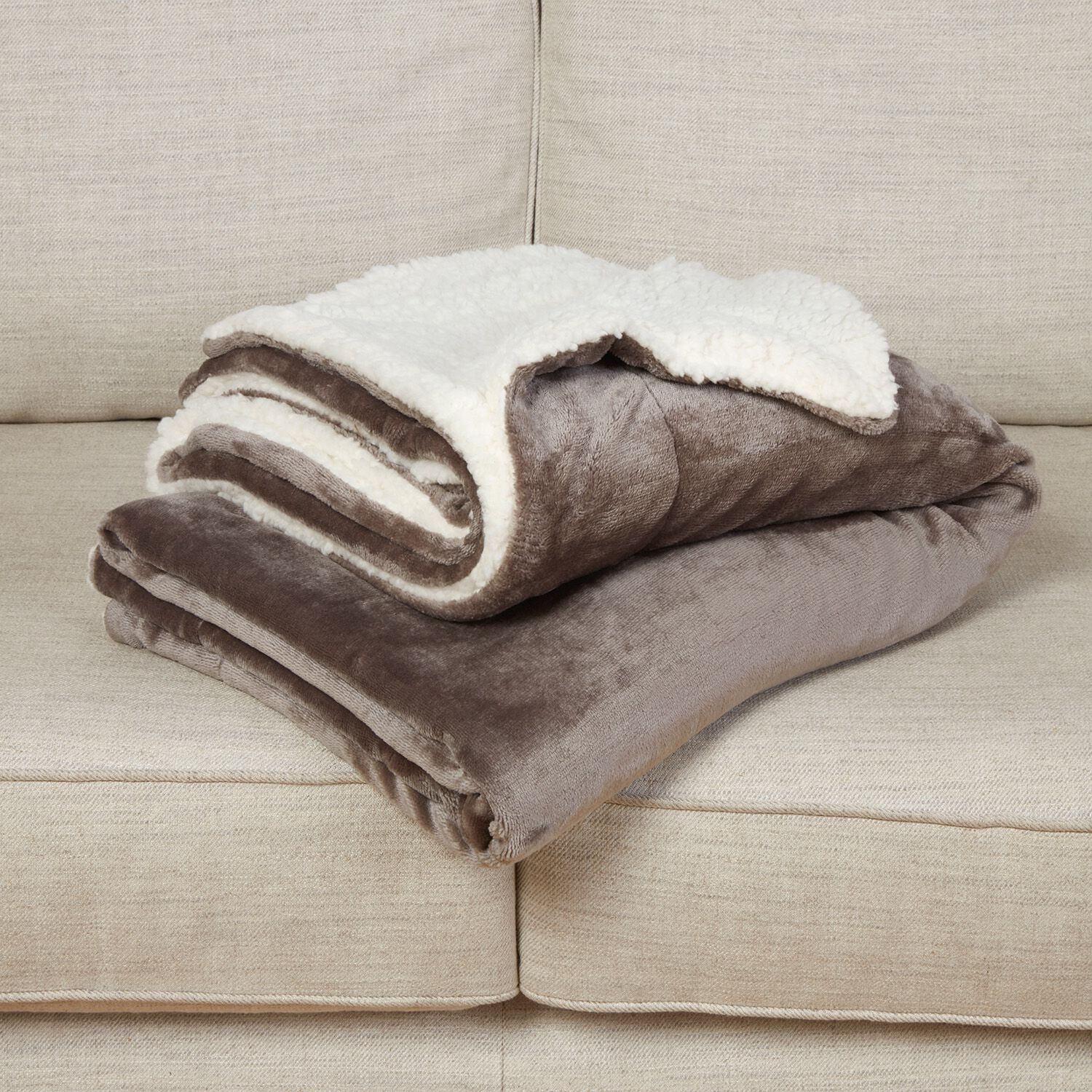 Ruane Mink Sherpa Champagne Throw 127 x 152cm Home Store + More