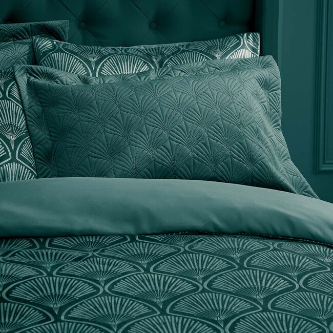 CATHERINE LANSFIELD ART DECO PEARL TEAL 50x75cm Pillowshams