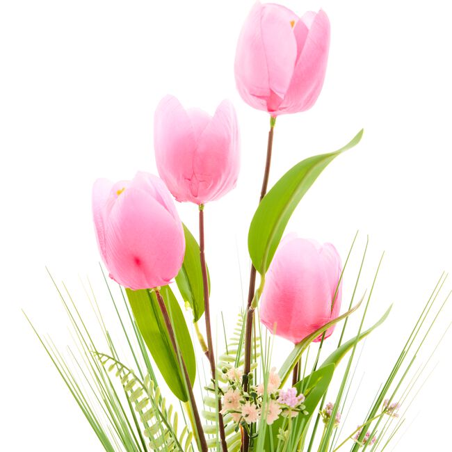 Floral Symphony Pink Tulips Faux Bouquet