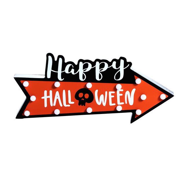 Light Up Happy Halloween Sign Table Decor